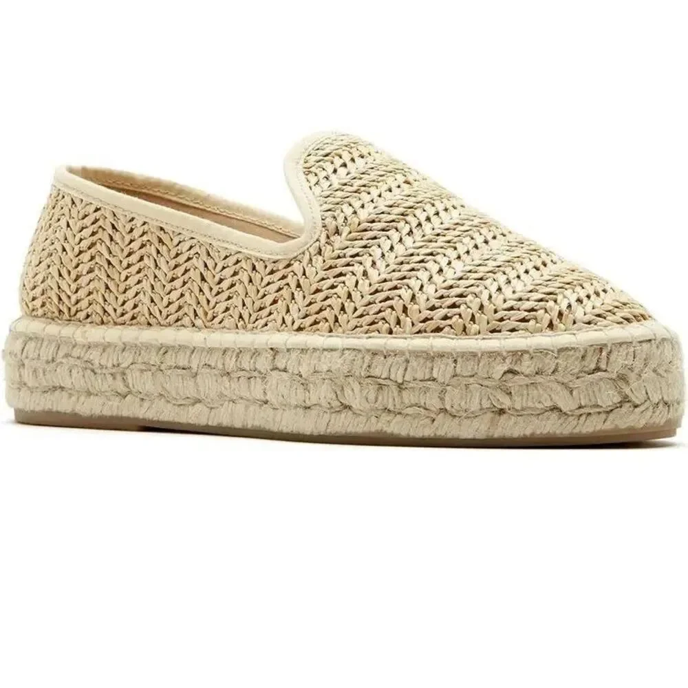La Canadienne Clay Rattan Platform Espadrille Loafers Flats Size38 Us 8 New $250
